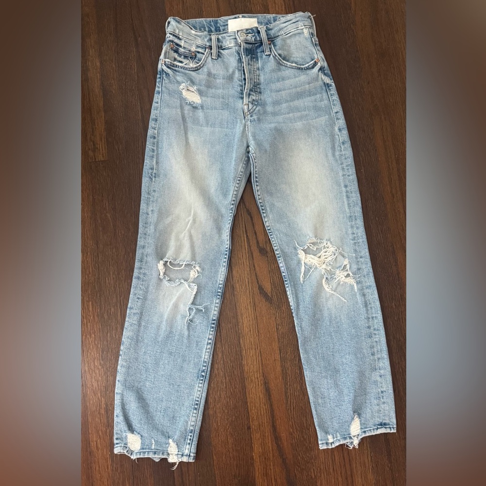 MOTHER Light Blue Distressed high waisted Jeans size 24